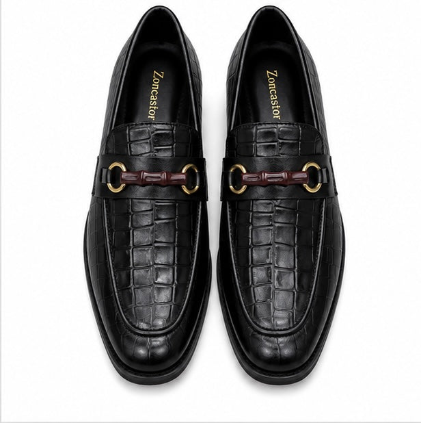 PREMIUM BLACK CROCODILE EMBOSSED BIT LOAFERS FOR MEN – LUXURY FORMAL LEATHER DRESS SHOES