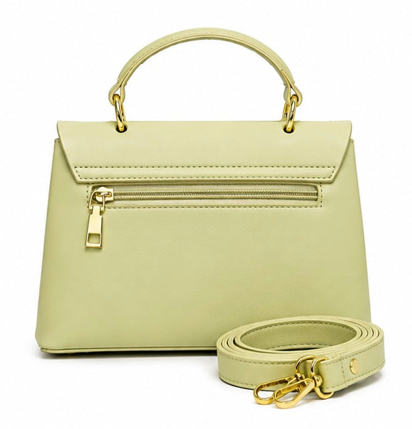 PISTACHIO GREEN CLASSIC STRUCTURED HANDBAG WITH LB GOLD LOGO