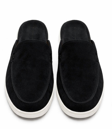 MEN'S BLACK SUEDE SLIP-ON MULE LOAFERS – CASUAL COMFORT BACKLESS SHOES
