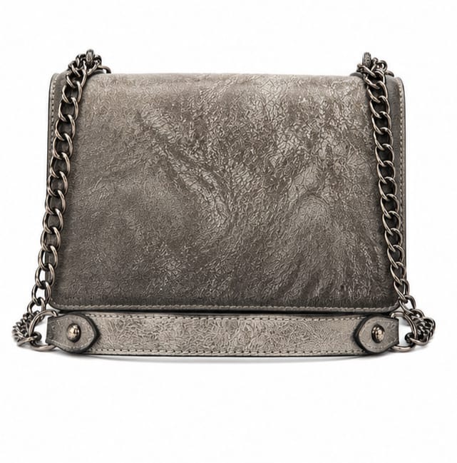 VINTAGE EMBOSSED FLORAL CHAIN SHOULDER BAG