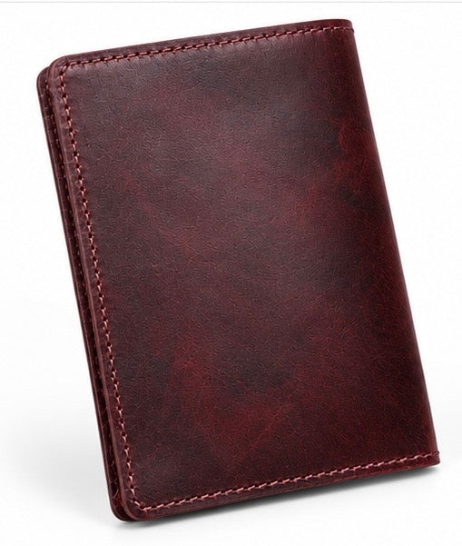 VINTAGE LEATHER PASSPORT HOLDER – BURGUNDY