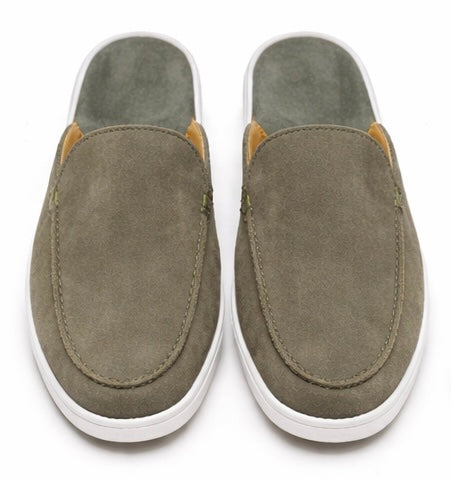 MEN'S GREY SUEDE SLIP-ON MULE LOAFERS – CASUAL COMFORT BACKLESS SHOES