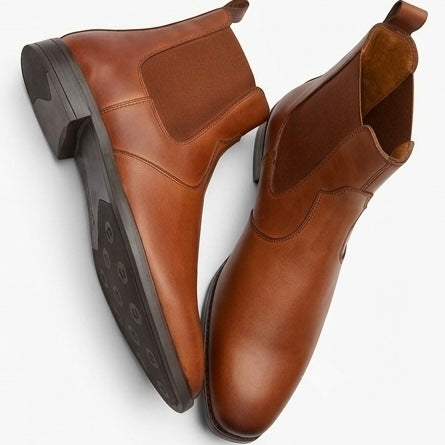 MEN’S CLASSIC TAN CHELSEA BOOTS – SMOOTH LEATHER FORMAL ANKLE BOOTS
