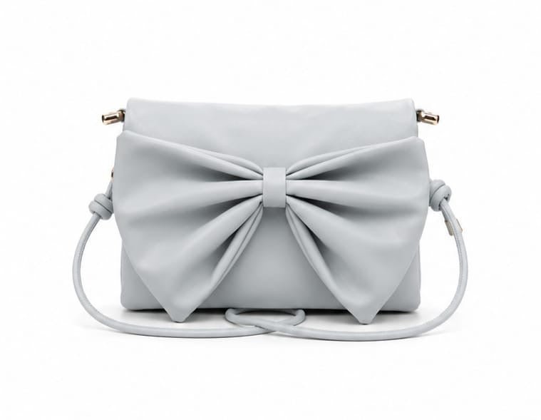 SAGE LIGHT BLUE BOW CLUTCH SHOULDER BAG