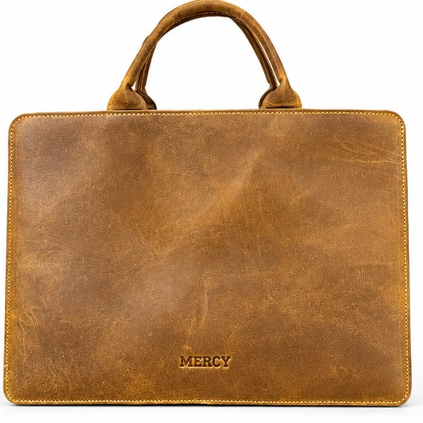 VINTAGE LEATHER LAPTOP BAG – TAN