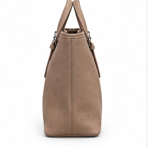 TAUPE STRUCTURED TOTE HANDBAG