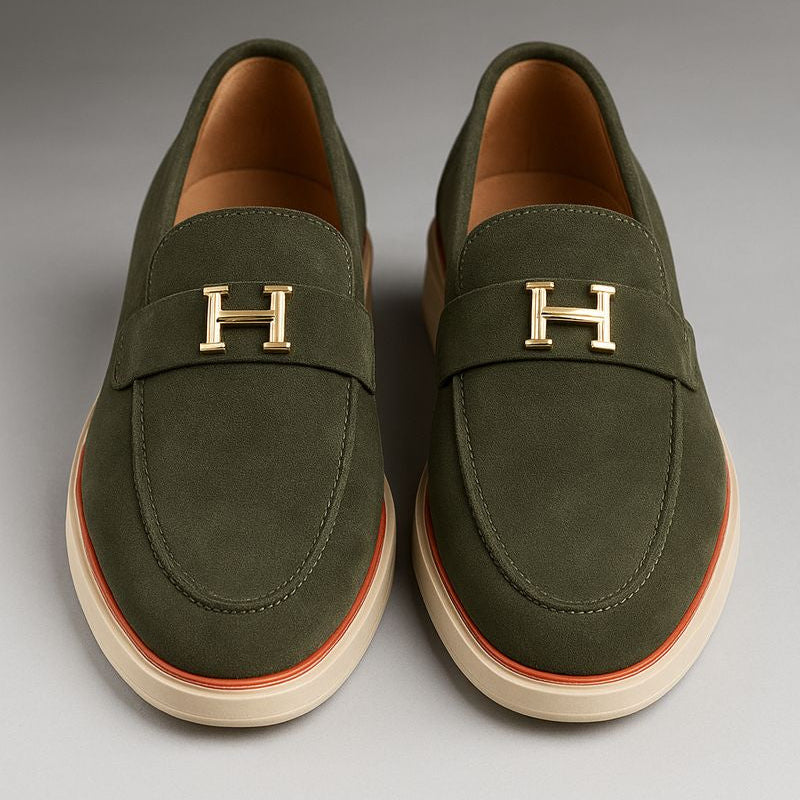 MEN’S OLIVE SUEDE SLIP-ON LOAFERS