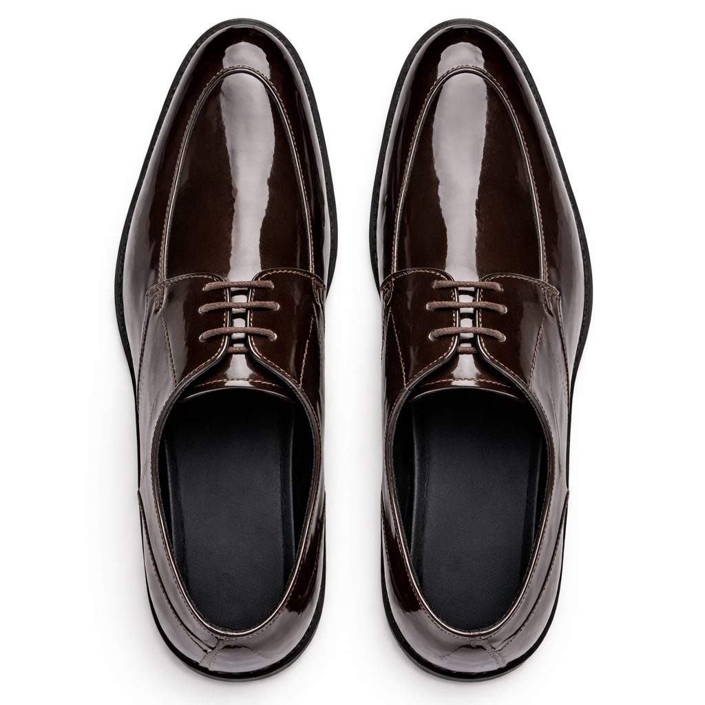 PREMIUM DARK BROWN PATENT LEATHER FORMAL SHOES FOR MEN