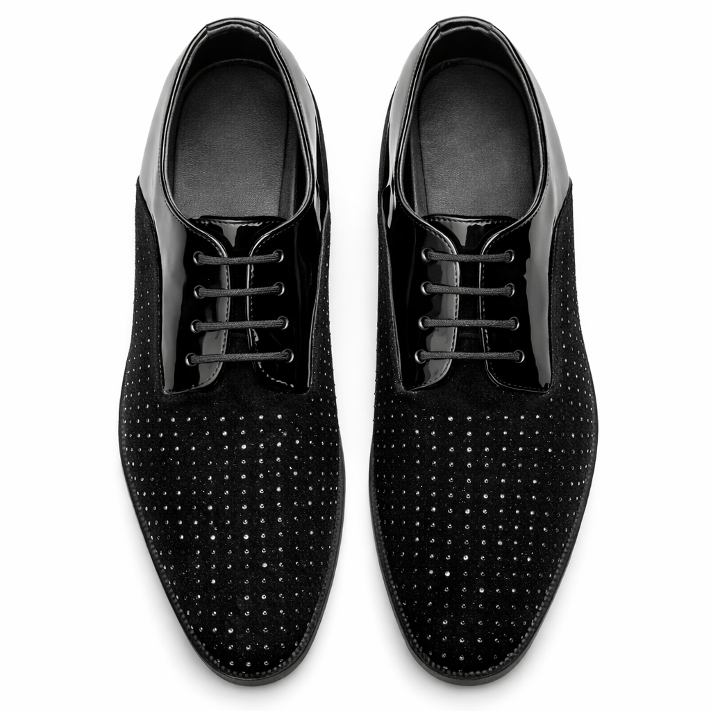 LUXURY BLACK PATENT & SUEDE FORMAL SHOES FOR MEN