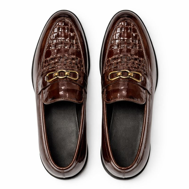 PREMIUM BROWN PATENT LEATHER LOAFERS FOR MEN