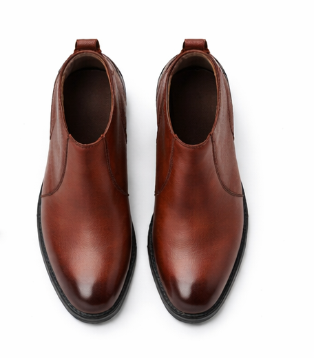 CLASSIC BROWN TEXTURED LEATHER CHELSEA BOOTS