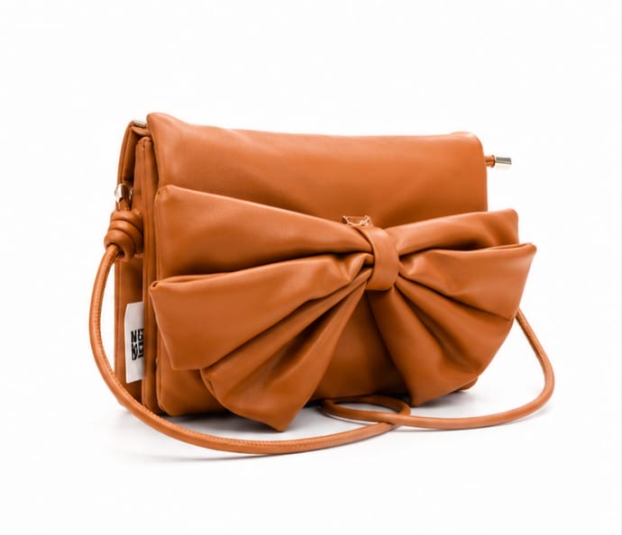 SAGE ORANGE BOW CLUTCH SHOULDER BAG