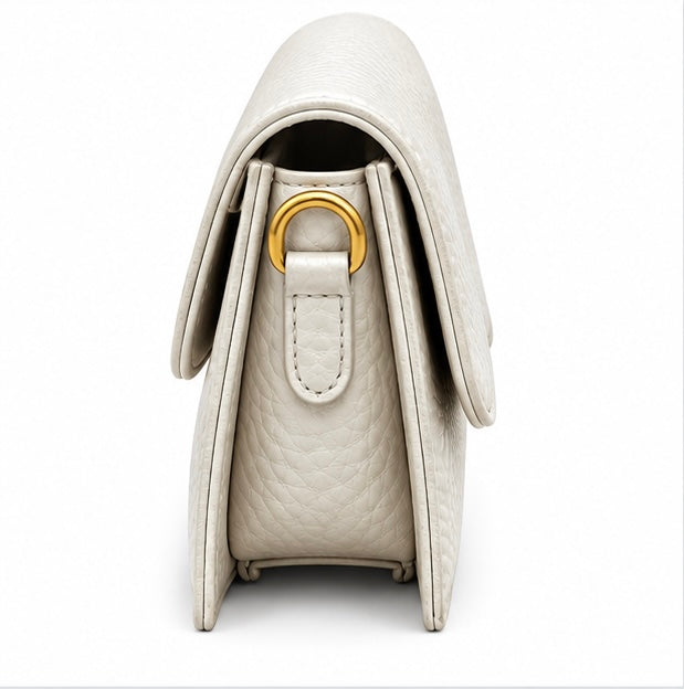 WHITE QUILTED FLAP SHOULDER BAG