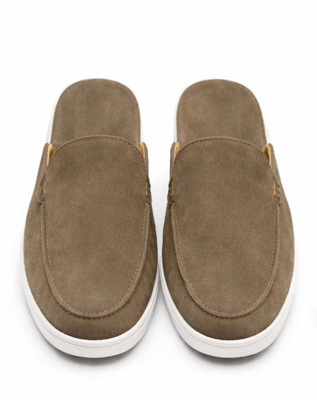 MEN'S BROWN SUEDE SLIP-ON MULE LOAFERS – CASUAL COMFORT FLAT SHOES