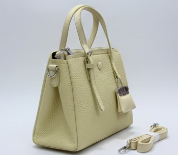 ELEGANT PISTACHIO GREEN LEATHER TOTE HANDBAG FOR WOMEN
