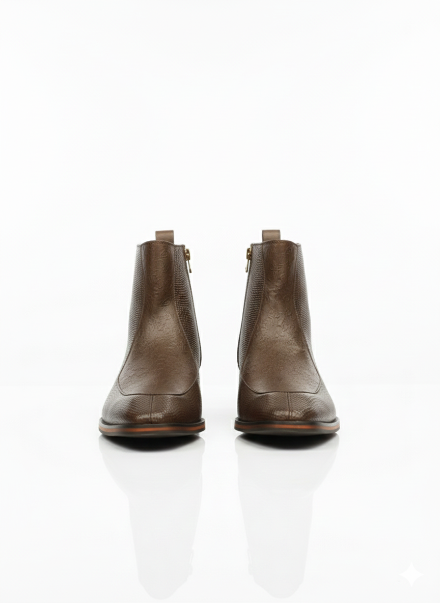 TAPPER NOSE SHEET SOLE BROWN CUBAN HEEL LEATHER CHELSEA