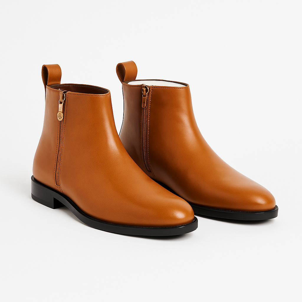 MERCY LEATHER CHELSEA BOOTS IN TAN COLOR