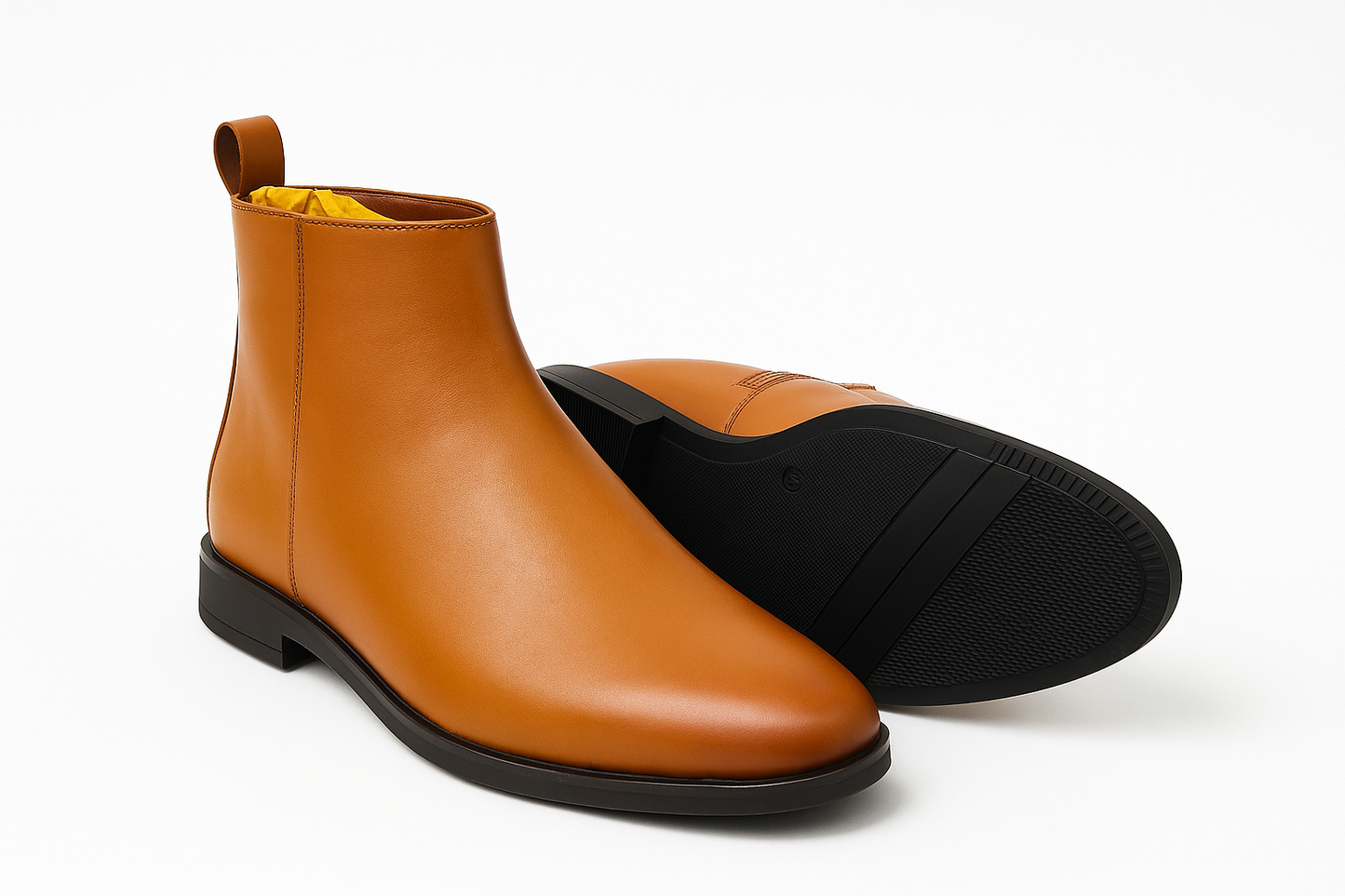 MERCY LEATHER CHELSEA BOOTS IN TAN COLOR