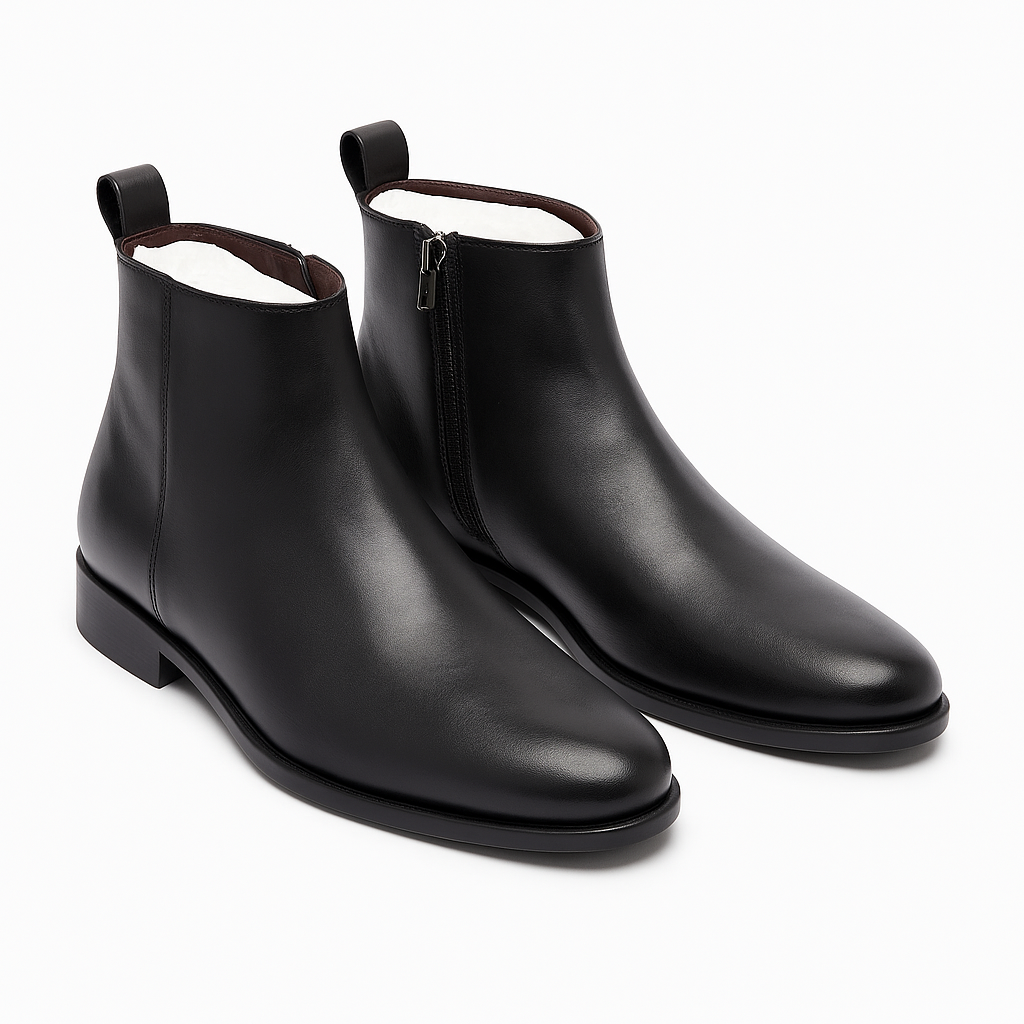 MERCY BLACK ROUND SHAPED CHELSEA BOOTS
