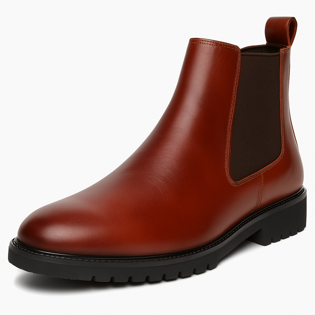 MERCY DARK TAN LEATHER CHELSEA BOOTS
