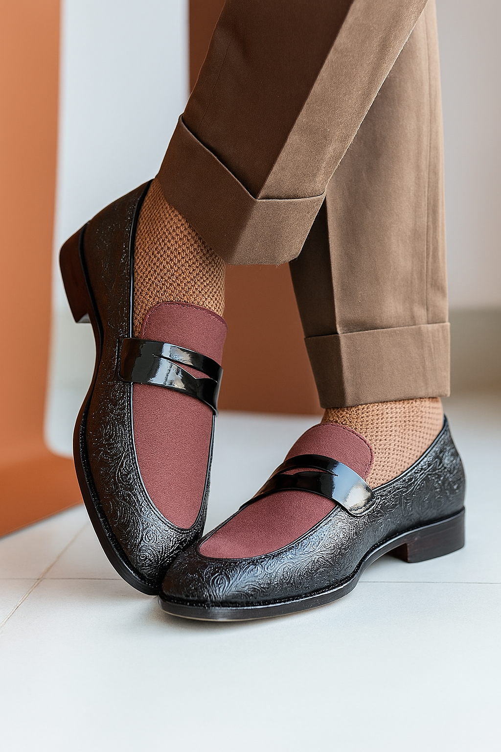 MERCY PATENT WITH SUEDE LEATHER PENNY LOAFER'S