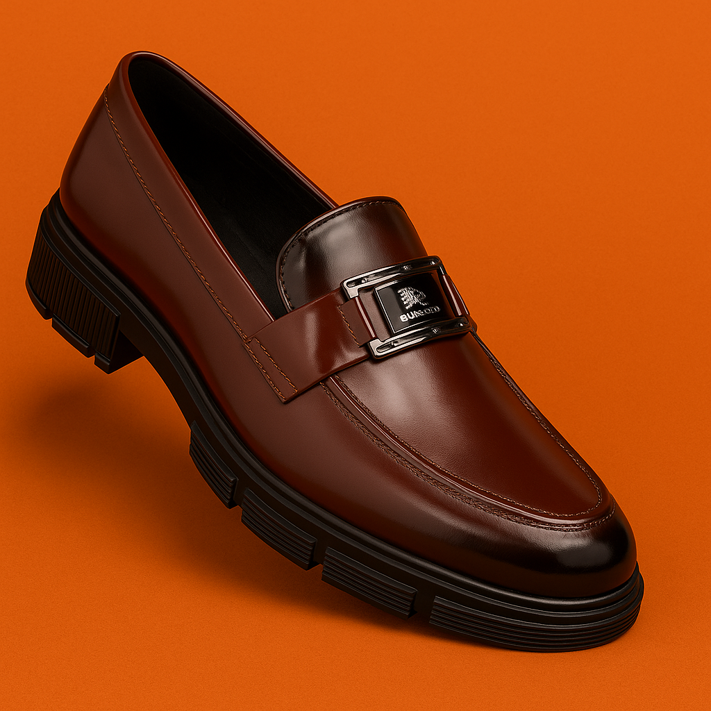 MERCY PATENT CHUNKY LOAFERS IN BROWN COLOR