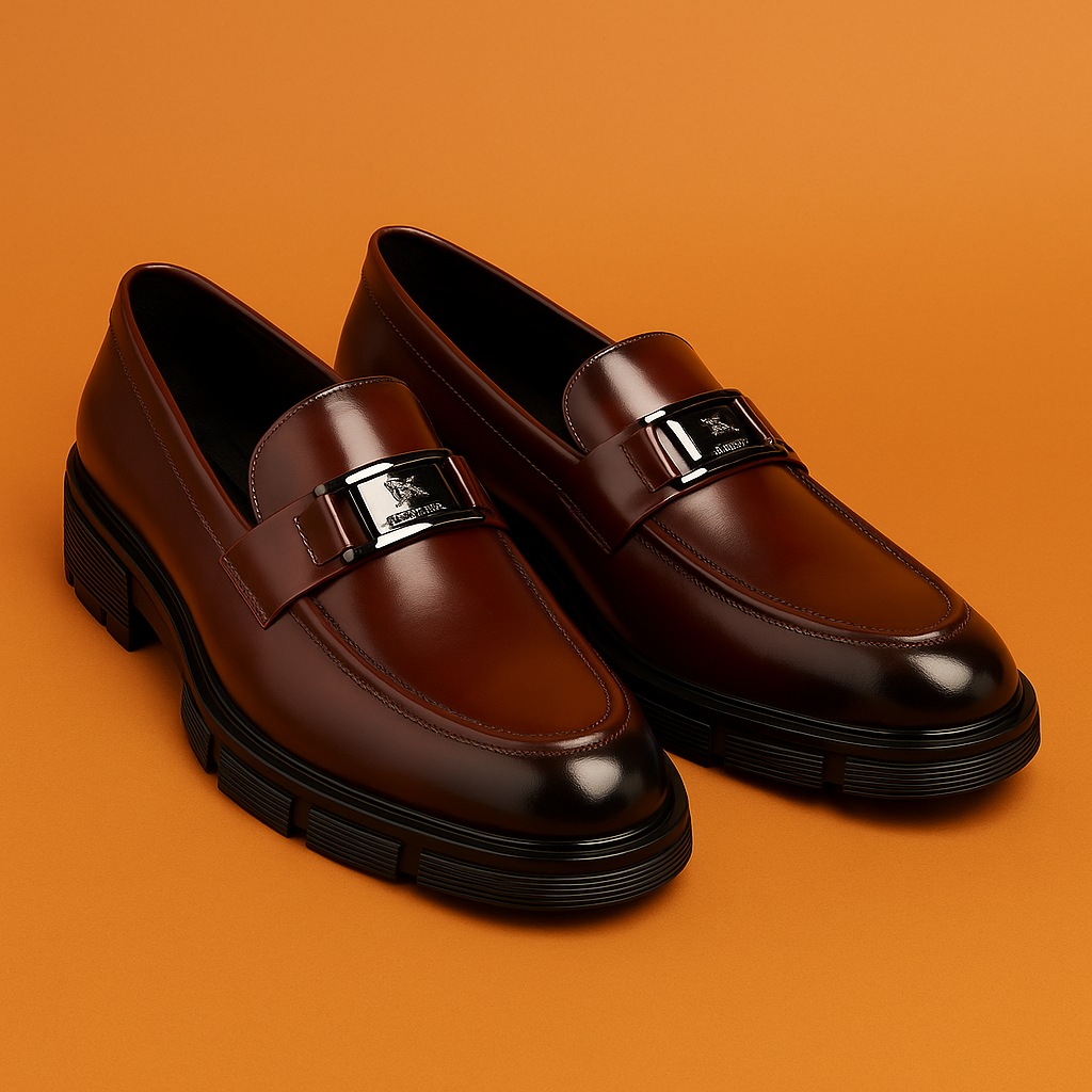 MERCY PATENT CHUNKY LOAFERS IN BROWN COLOR