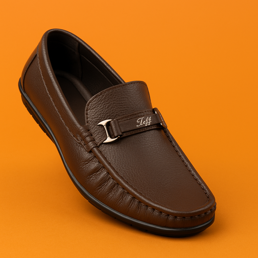 MERCY COMFORTABLE LEATHER LOAFERS IN BROWN COLOR