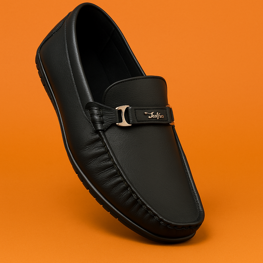 MERCY COMFORTABLE LEATHER LOAFERS IN BLACK COLOR