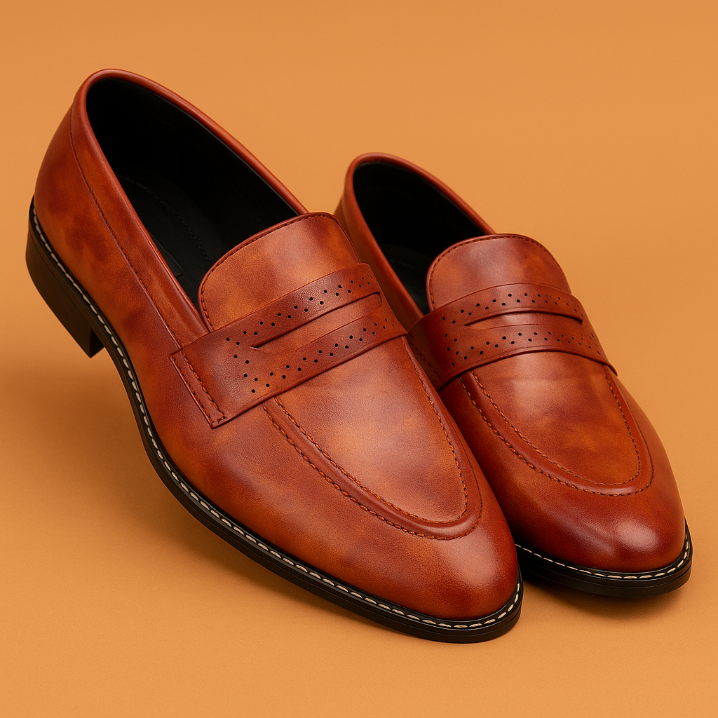 MERCY BROGUE PATTERN TAN COLOR LOAFER