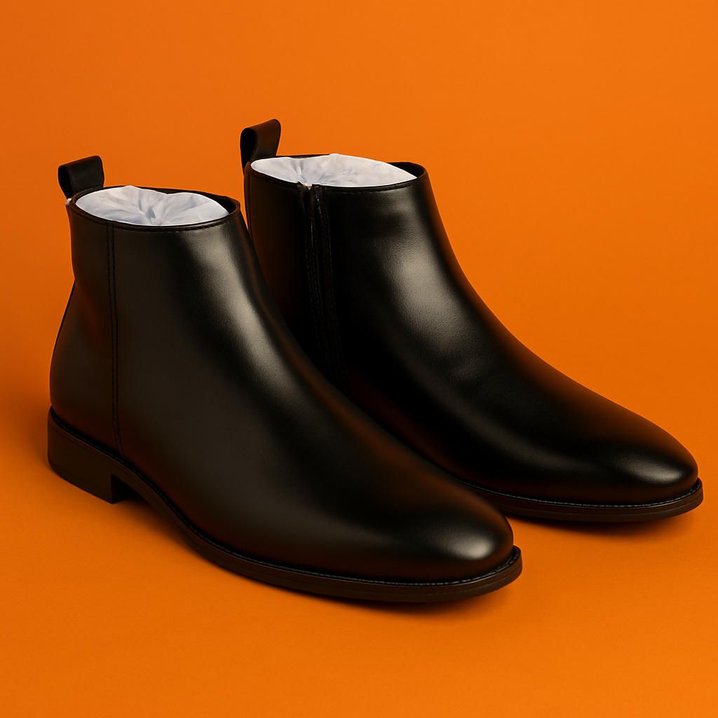 MERCY LEATHER CHELSEA BOOTS IN BLACK COLOR