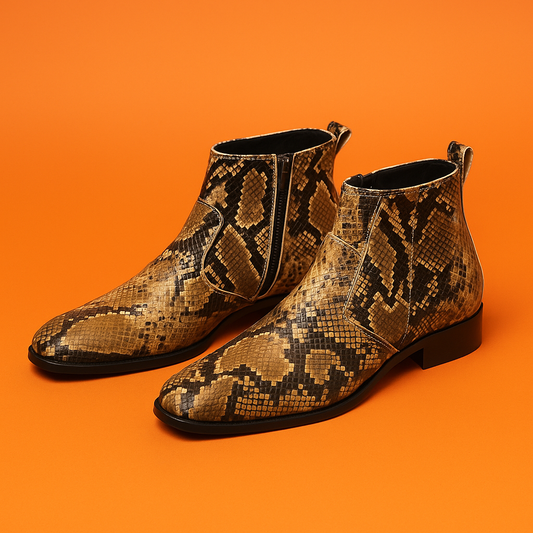 MERCY SNAKE PRINT CHELSEA BOOS WITH ZIP