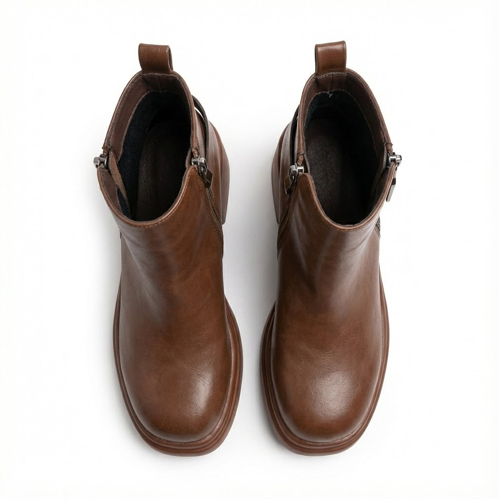 CHUNKY WOMEN’S LEATHER CHELSEA IN BROWN COLOR
