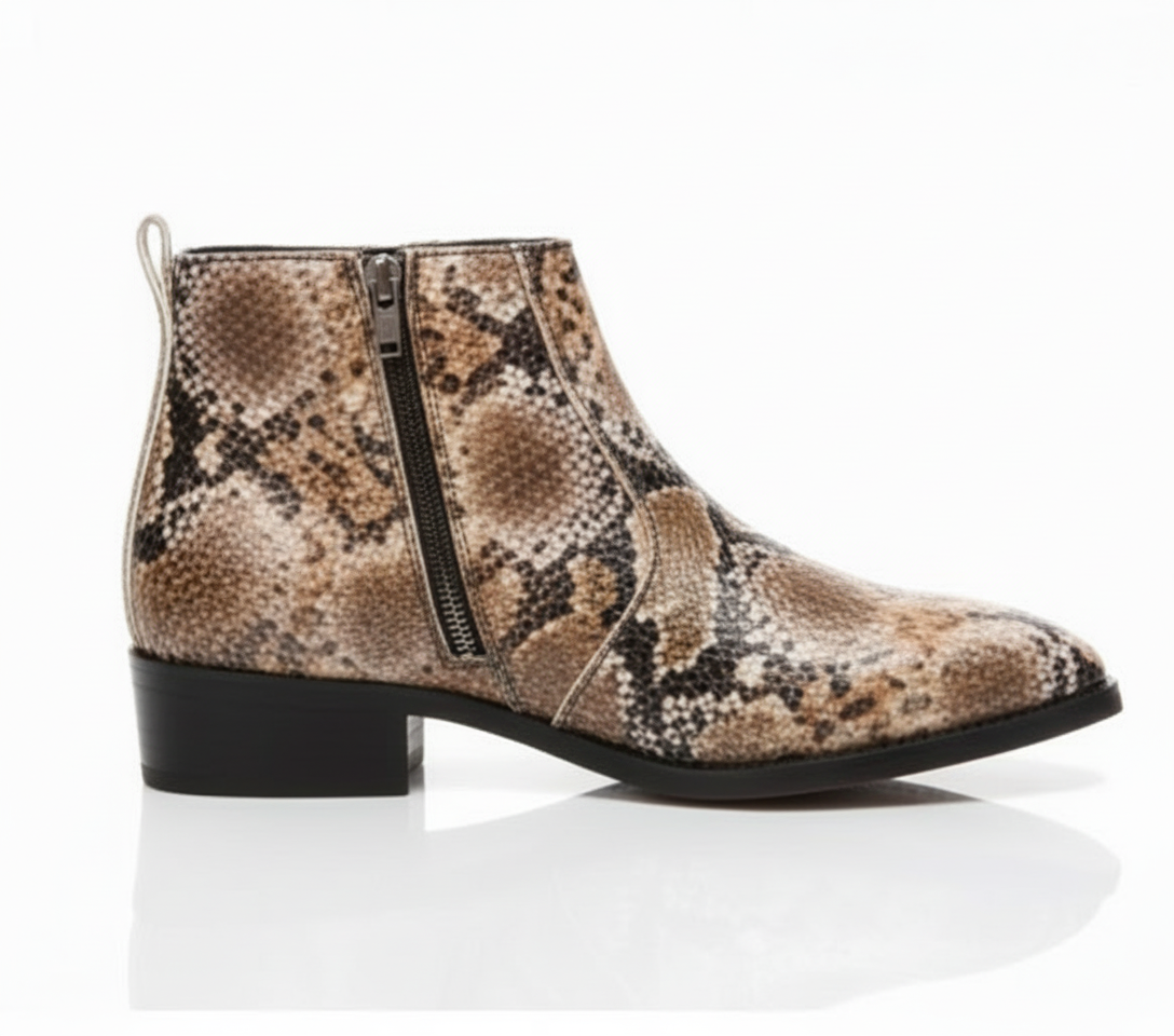 MERCY SNAKE PRINT CHELSEA BOOTS WITH ZIP