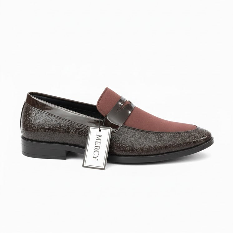 MEN’S BROWN & MAROON FORMAL SLIP-ON SHOES