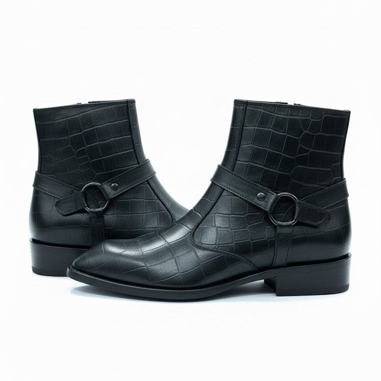 MEN’S BLACK FORMAL ANKLE BOOTS