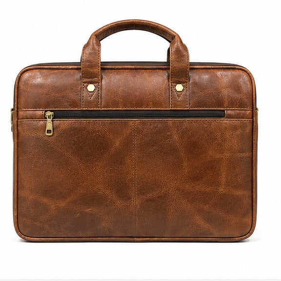 TAN BROWN LEATHER LAPTOP BRIEFCASE BAG