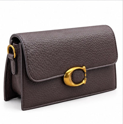GREY QUILTED FLAP CROSSBODY BAG