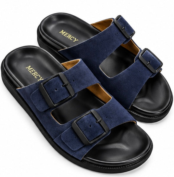 MEN’S DOUBLE-BUCKLE SLIDES – NAVY
