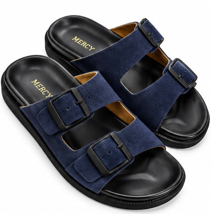 MEN’S DOUBLE-BUCKLE SLIDES – NAVY