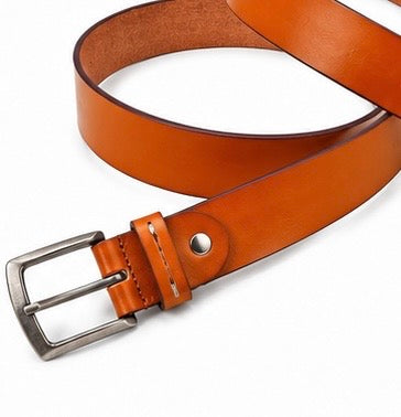 ORANGE LEATHER BELT WITH SILVER BUCKLE