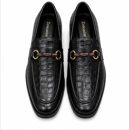 PREMIUM BLACK CROCODILE EMBOSSED BIT LOAFERS FOR MEN – LUXURY FORMAL LEATHER DRESS SHOES
