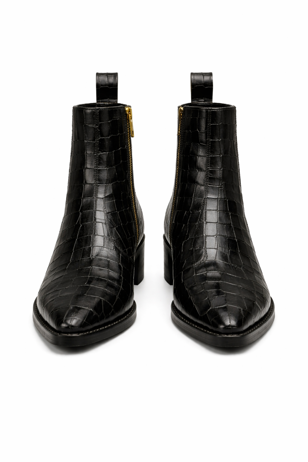 MEN’S BLACK CROCODILE TEXTURE CHELSEA BOOTS – PREMIUM LEATHER