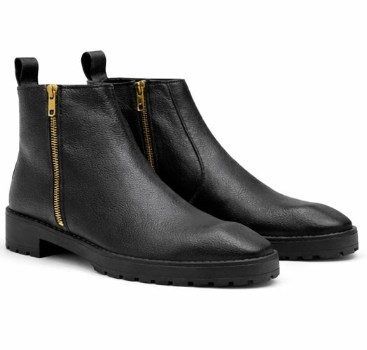 PREMIUM BLACK LEATHER ZIP CHELSEA BOOTS