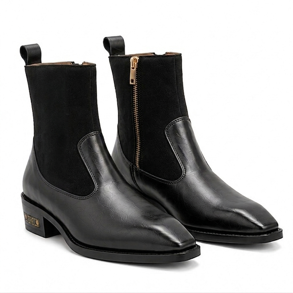 MEN’S PREMIUM BLACK ZIP CHELSEA BOOTS – MODERN LEATHER FORMAL ANKLE BOOTS