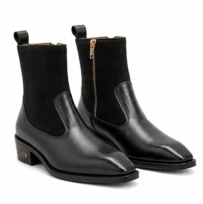 MEN’S PREMIUM BLACK ZIP CHELSEA BOOTS – MODERN LEATHER FORMAL ANKLE BOOTS
