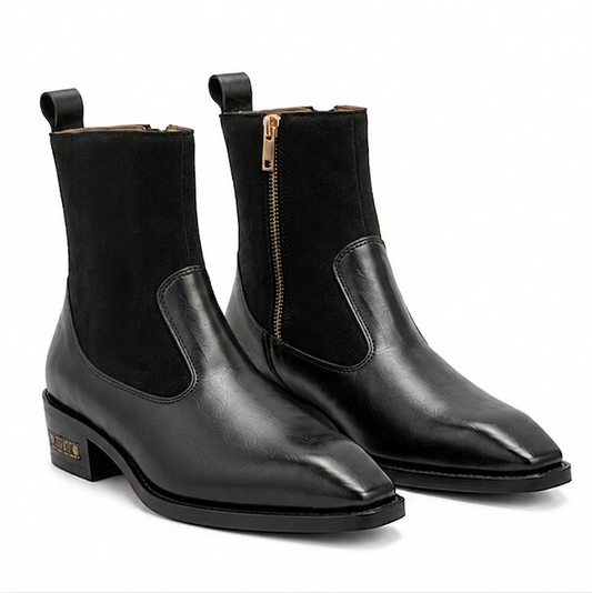 MEN’S PREMIUM BLACK ZIP CHELSEA BOOTS – MODERN LEATHER FORMAL ANKLE BOOTS