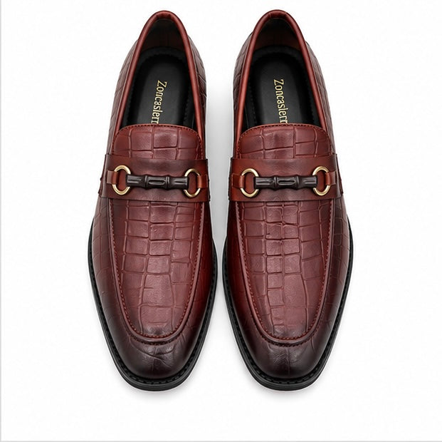 PREMIUM BURGUNDY CROCODILE EMBOSSED BIT LOAFERS FOR MEN – LUXURY FORMAL LEATHER DRESS SHOES
