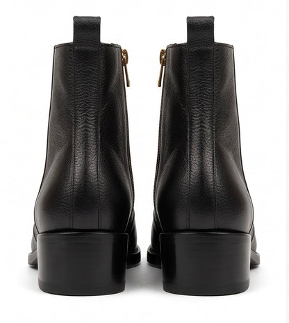 Black Croc Embossed Leather Ankle Boots