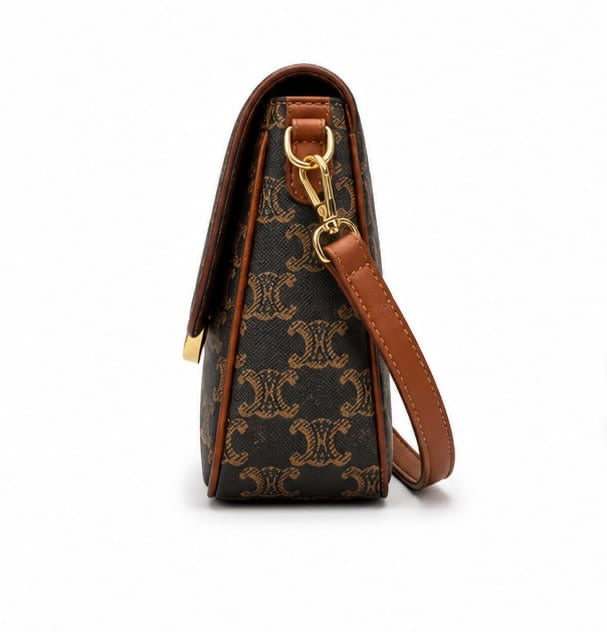 VINTAGE MONOGRAM PRINT CROSSBODY SHOULDER BAG